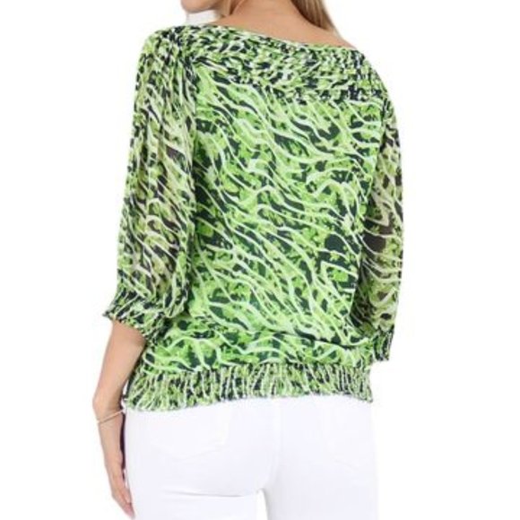 BCBGMaxAzria- Chiffon Blouse Green - Picture 3 of 8